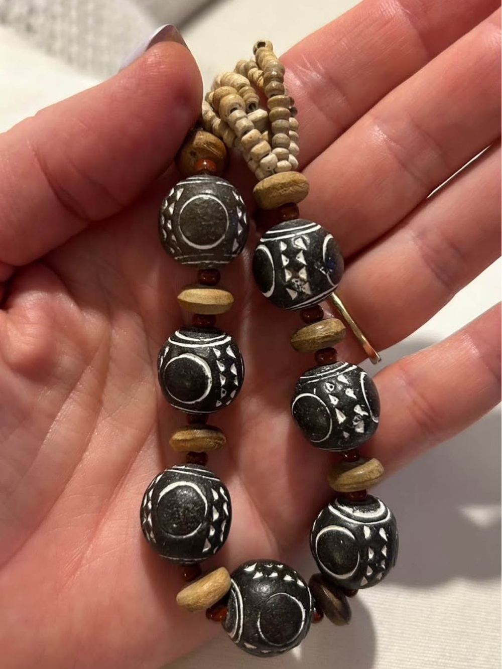 Handcrafted Black & Tan Beaded Necklace - Women Jewelry